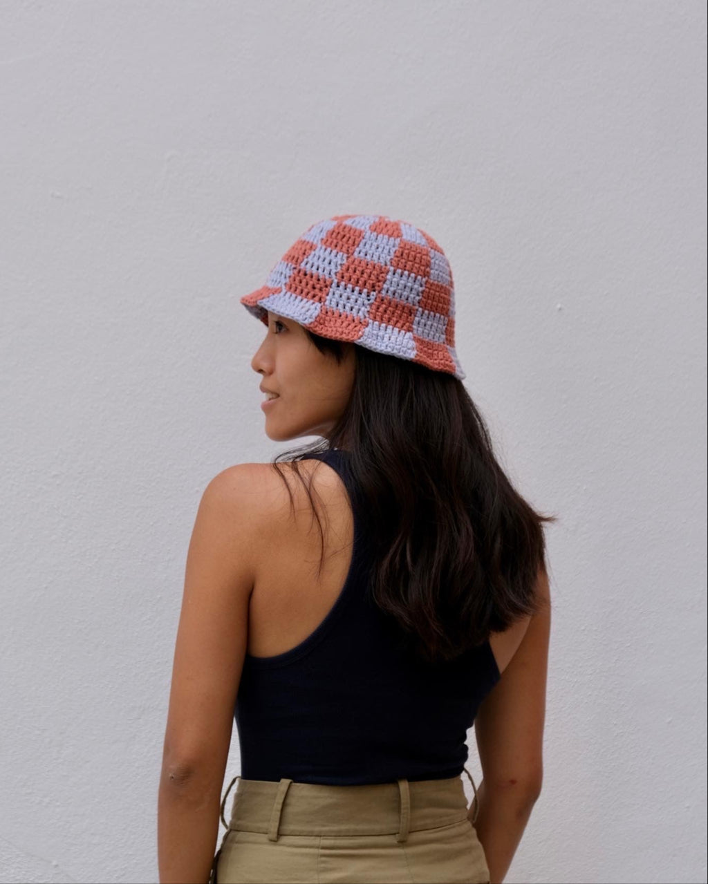Checkerboard Crochet Bucket Hat