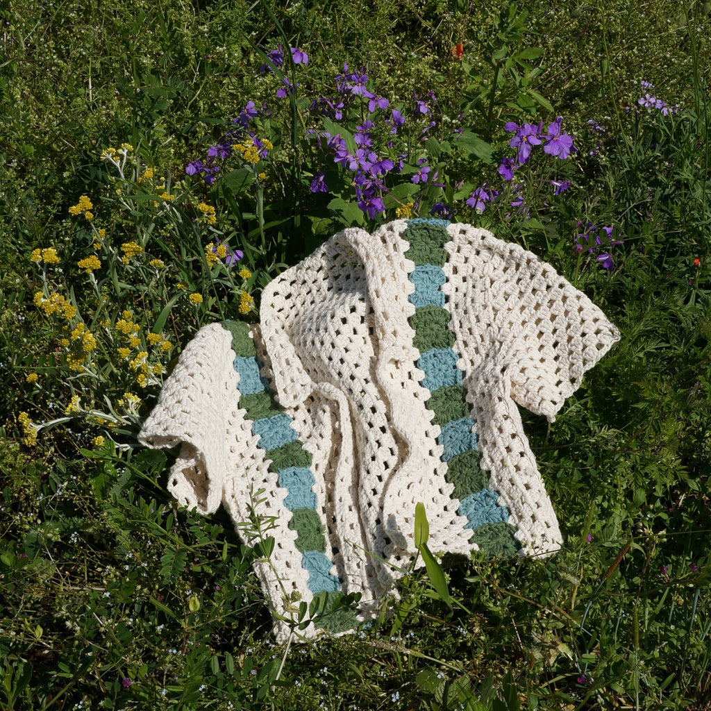 Granny Square Stripe Shirt - Green