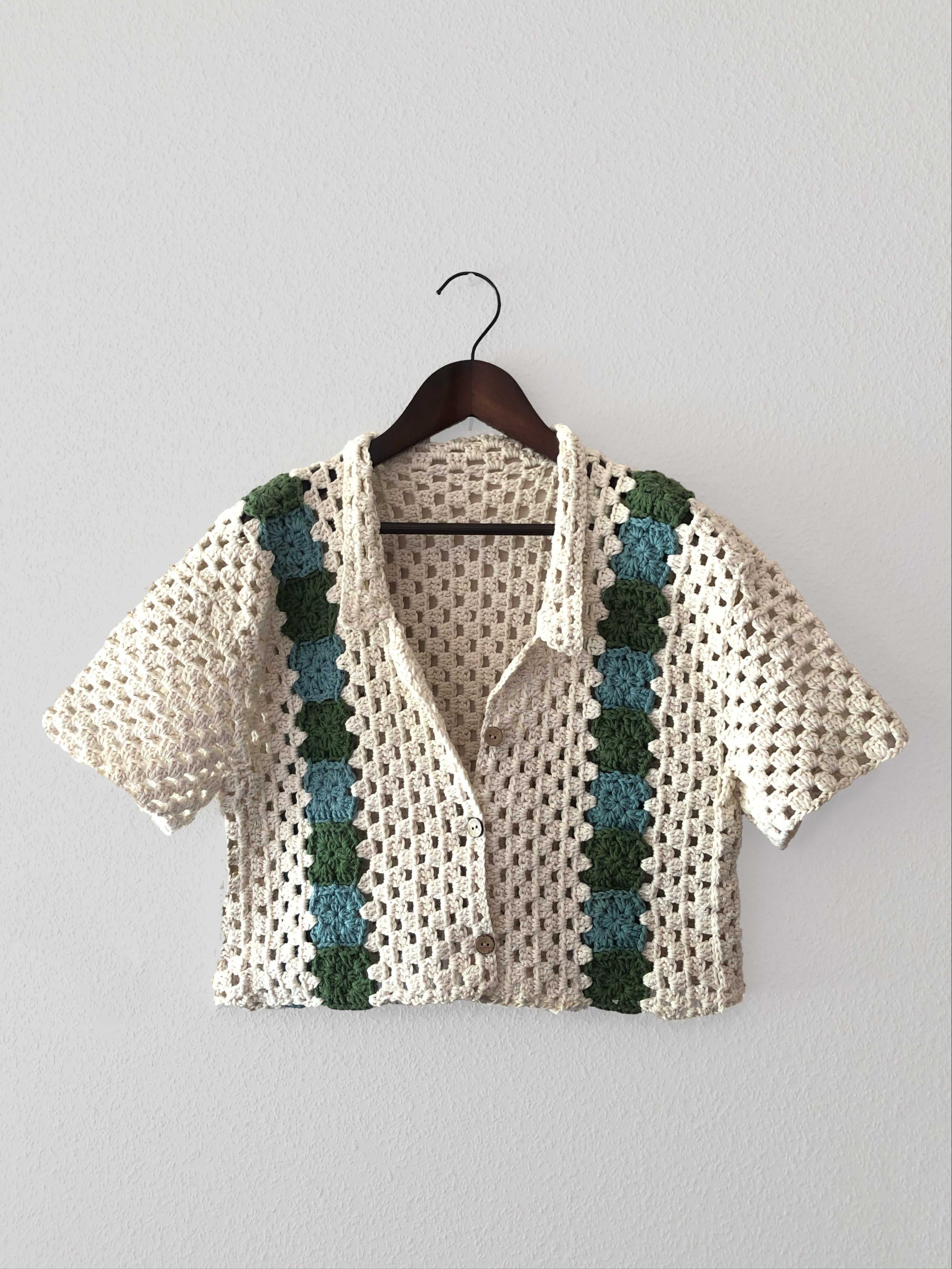 Granny Square Stripe Shirt - Green – Shiki Studios