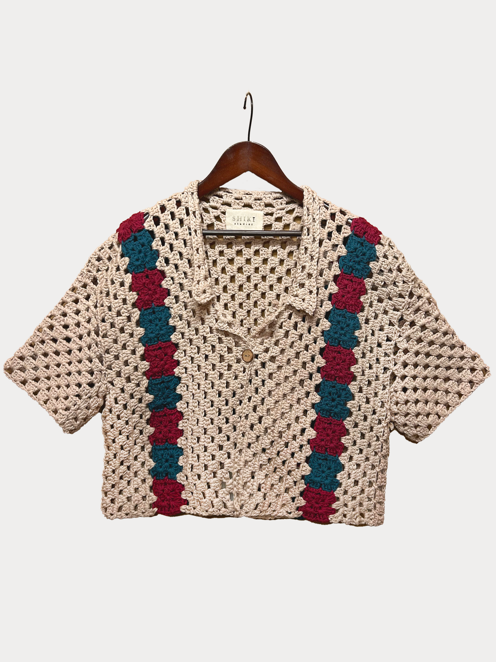 Granny Square Stripe Shirt - Beige – Shiki Studios