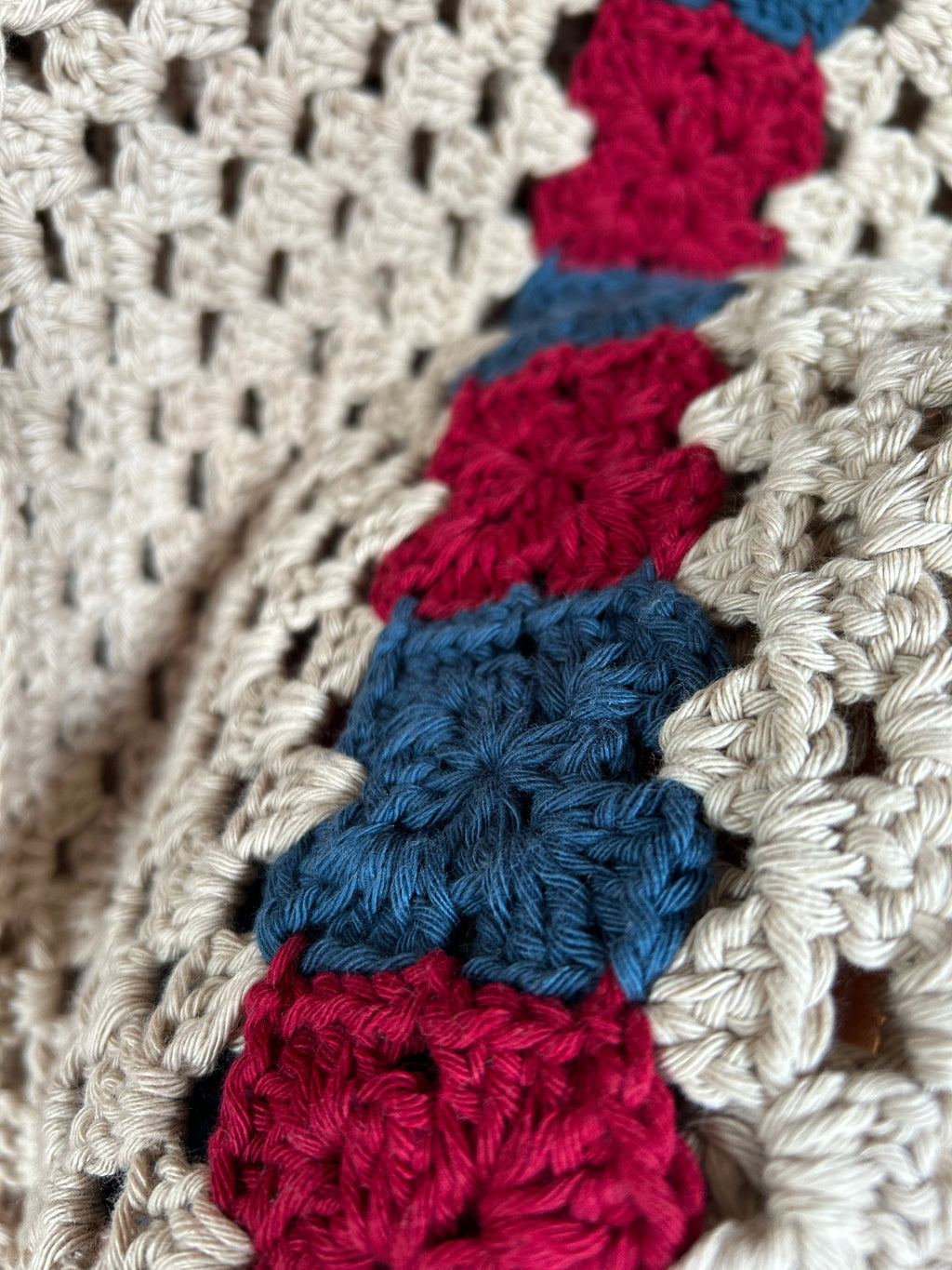 Granny Square Stripe Shirt - Beige