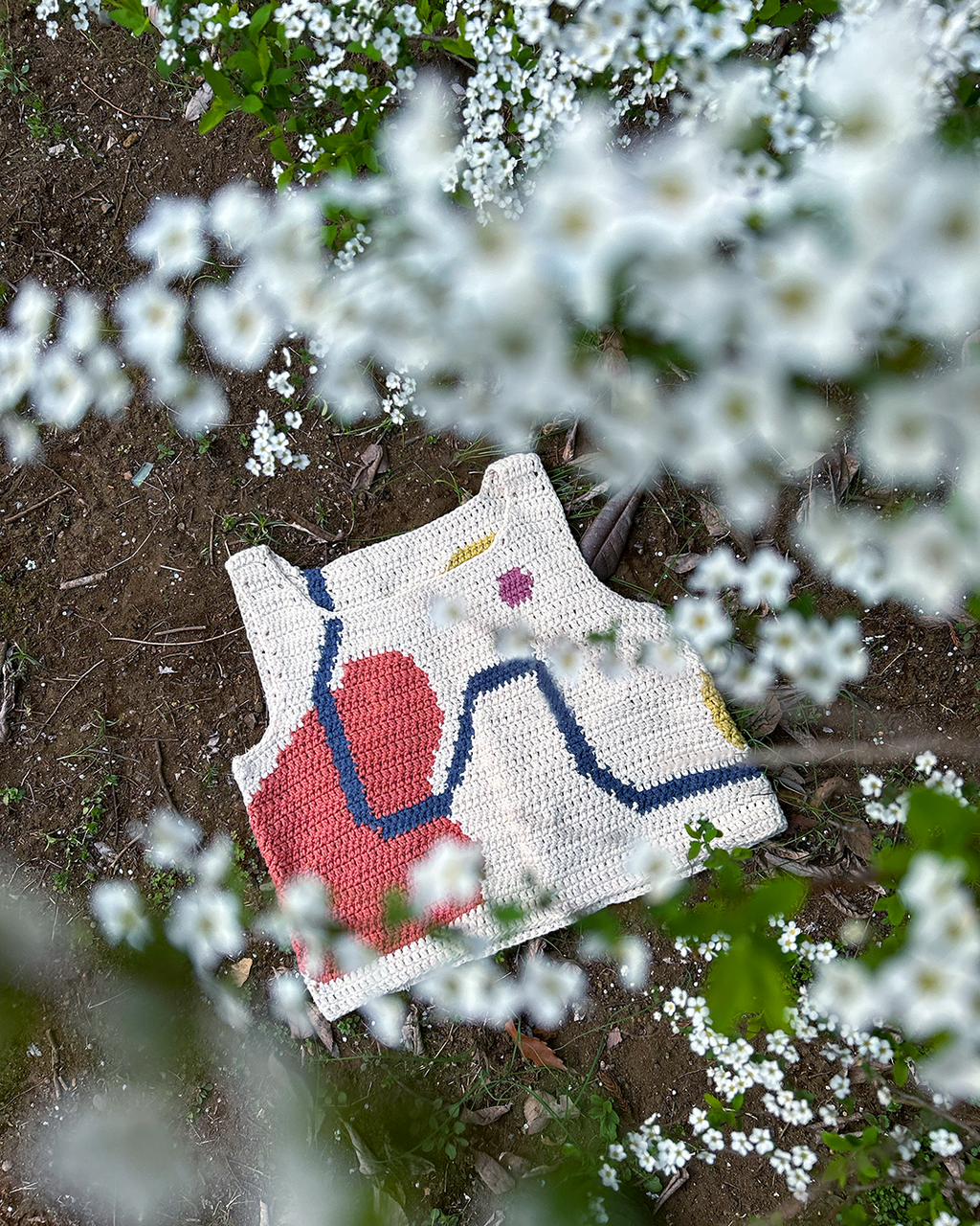 abstract crochet vest, handmade with super soft cotton yarn