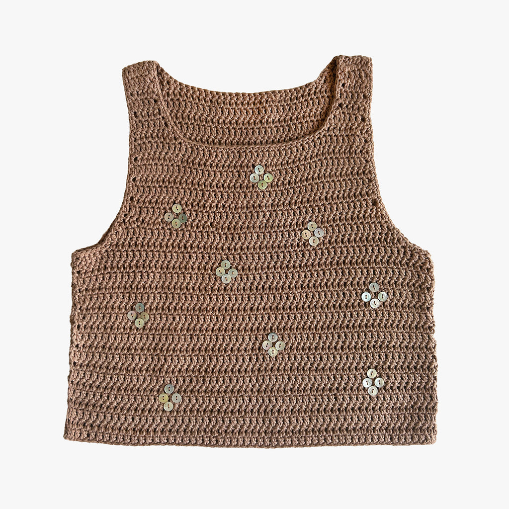 Shell Button Crochet Top