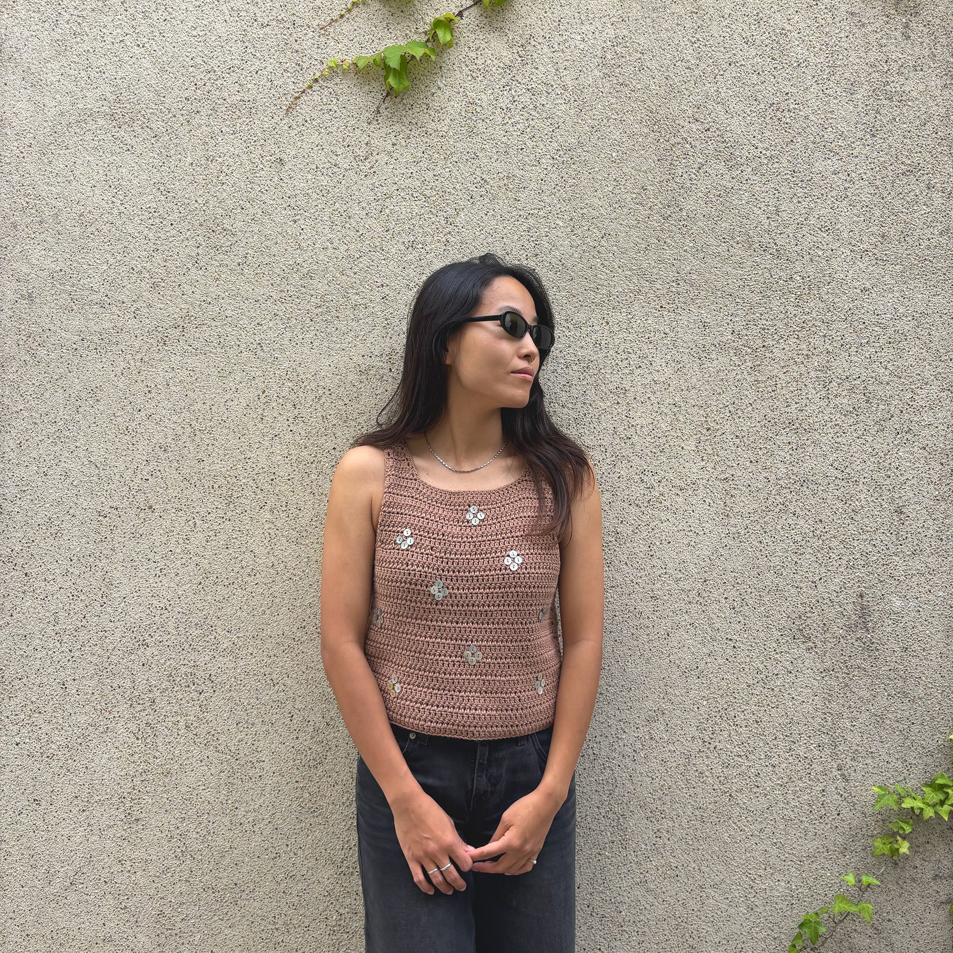 Shell Button Crochet Top